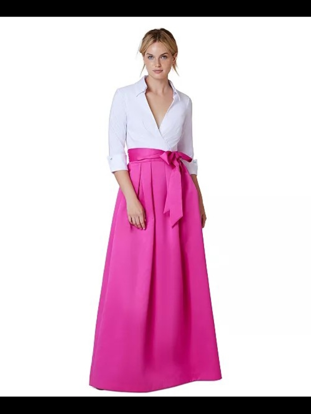 Jessica Howard Bright Fuchsia Maxi Dress with Sash